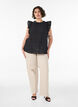 Blouse met textuur en ruches zonder mouwen, Zwart, Model image number 1
