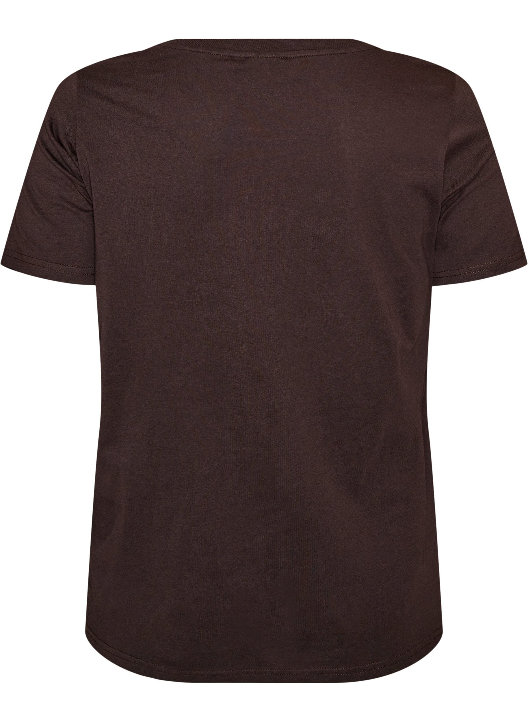 ZizziKatoenen T-shirt met print aan de voorkant, Bruin, Packshot image number 1