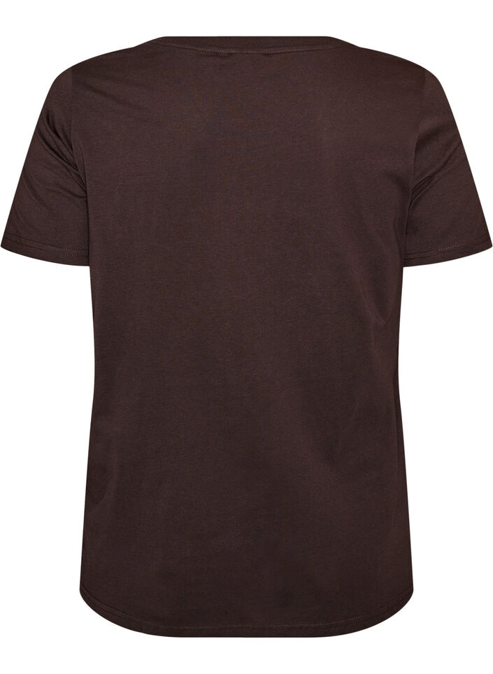 Katoenen T-shirt met print aan de voorkant, Bruin, Packshot image number 1