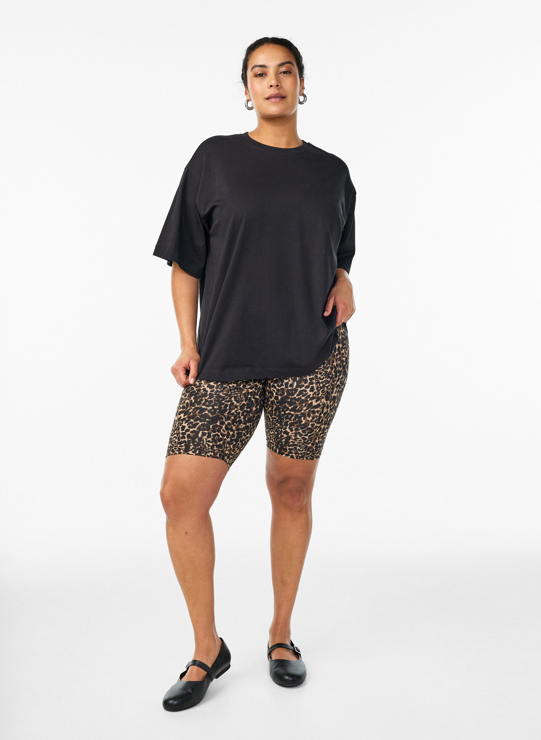 Zizzi2-pack fietsshorts, Bruin, Model image number 1
