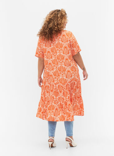 Viscose jurk met korte mouwen en print, Exuberance Oriental, Model image number 1
