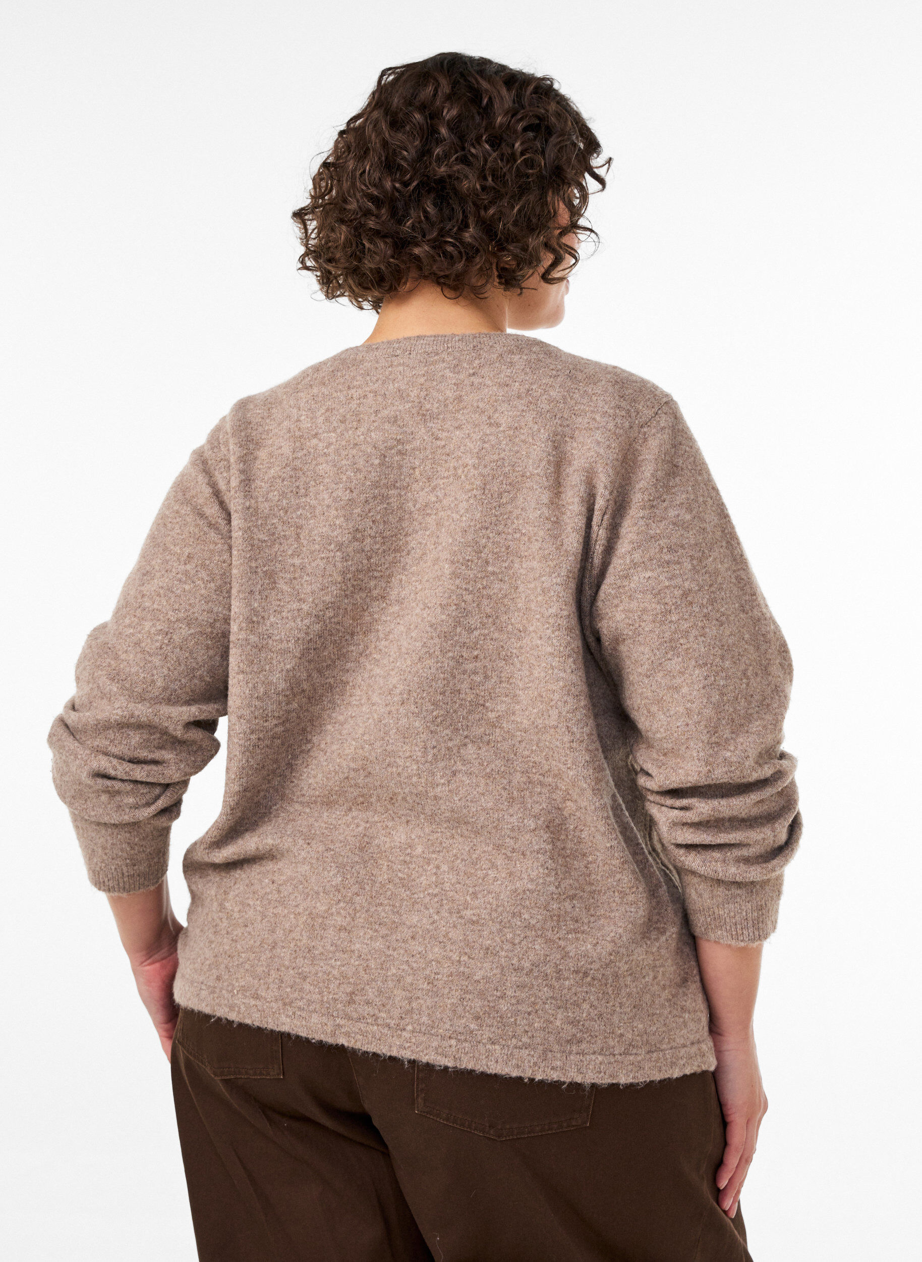 ZizziCardigan met knoopsluitingen, Beige, Model image number 2