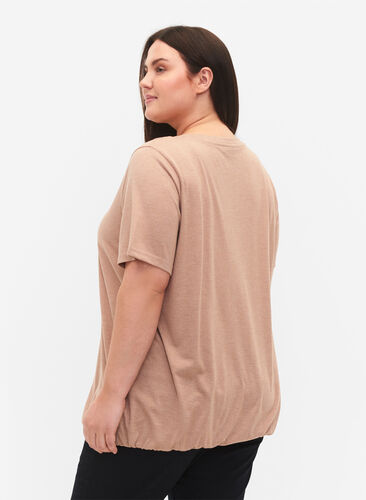 	 Gemêleerd t-shirt met elastische rand, Natural Mél, Model image number 1