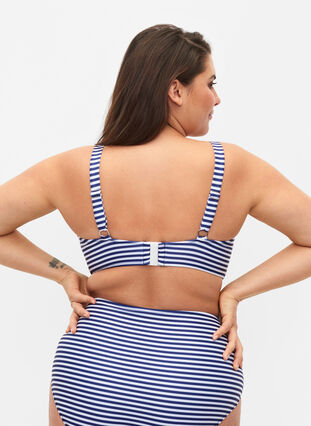 Bikini beha met opdruk en beugel, Blue Striped, Model image number 1