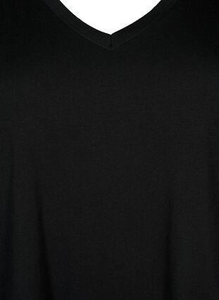 Effen kleur oversized v-hals t-shirt, Black, Packshot image number 2