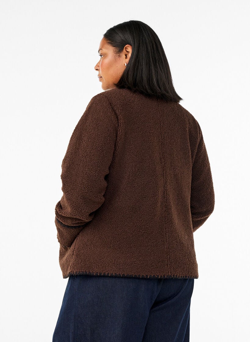 Teddy jas met contrast details, Bruin, Model image number 2