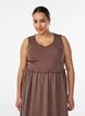 Mouwloze katoenen midi-jurk met rib en mousseline, Bruin, Model image number 0