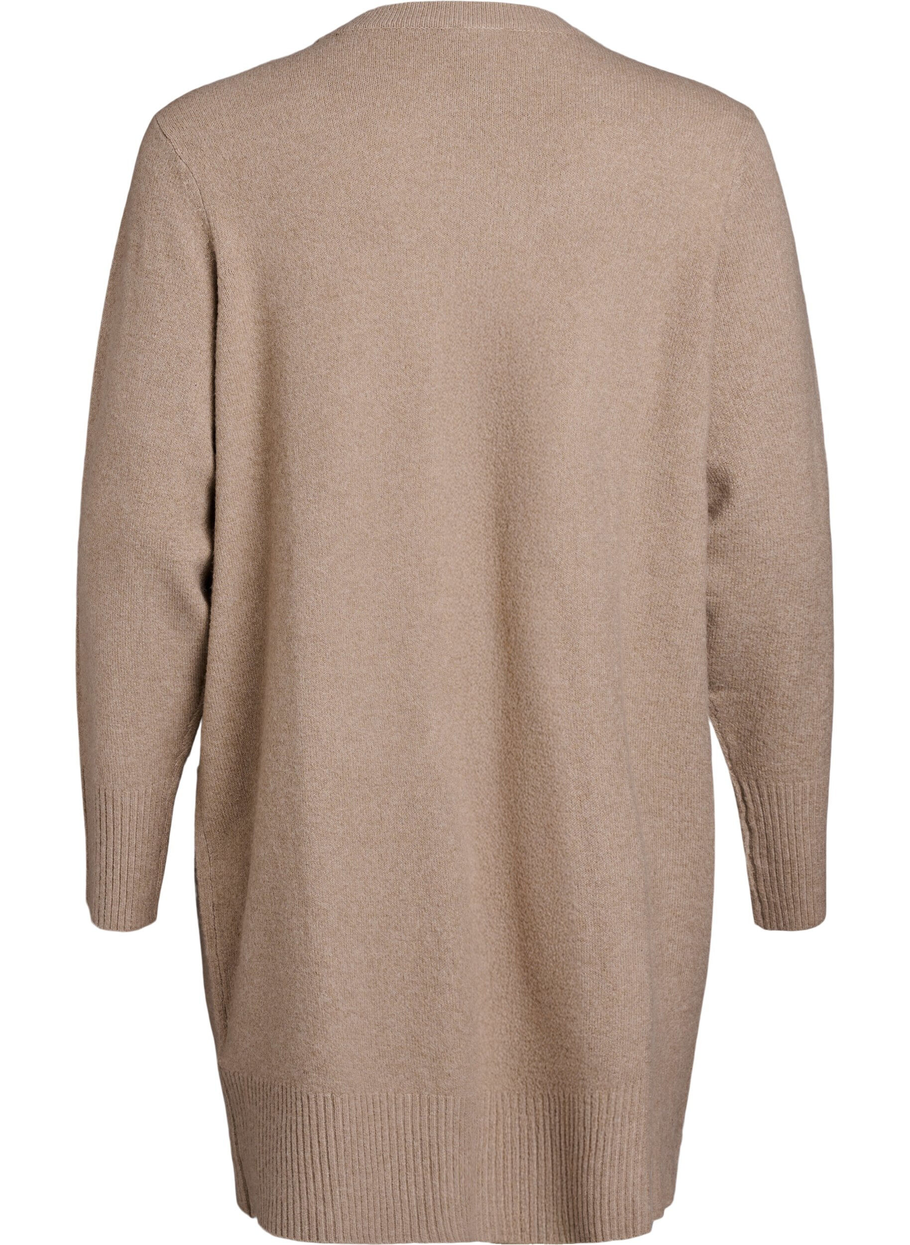 ZizziGeribd gebreid vest met zakken, Beige, Packshot image number 1