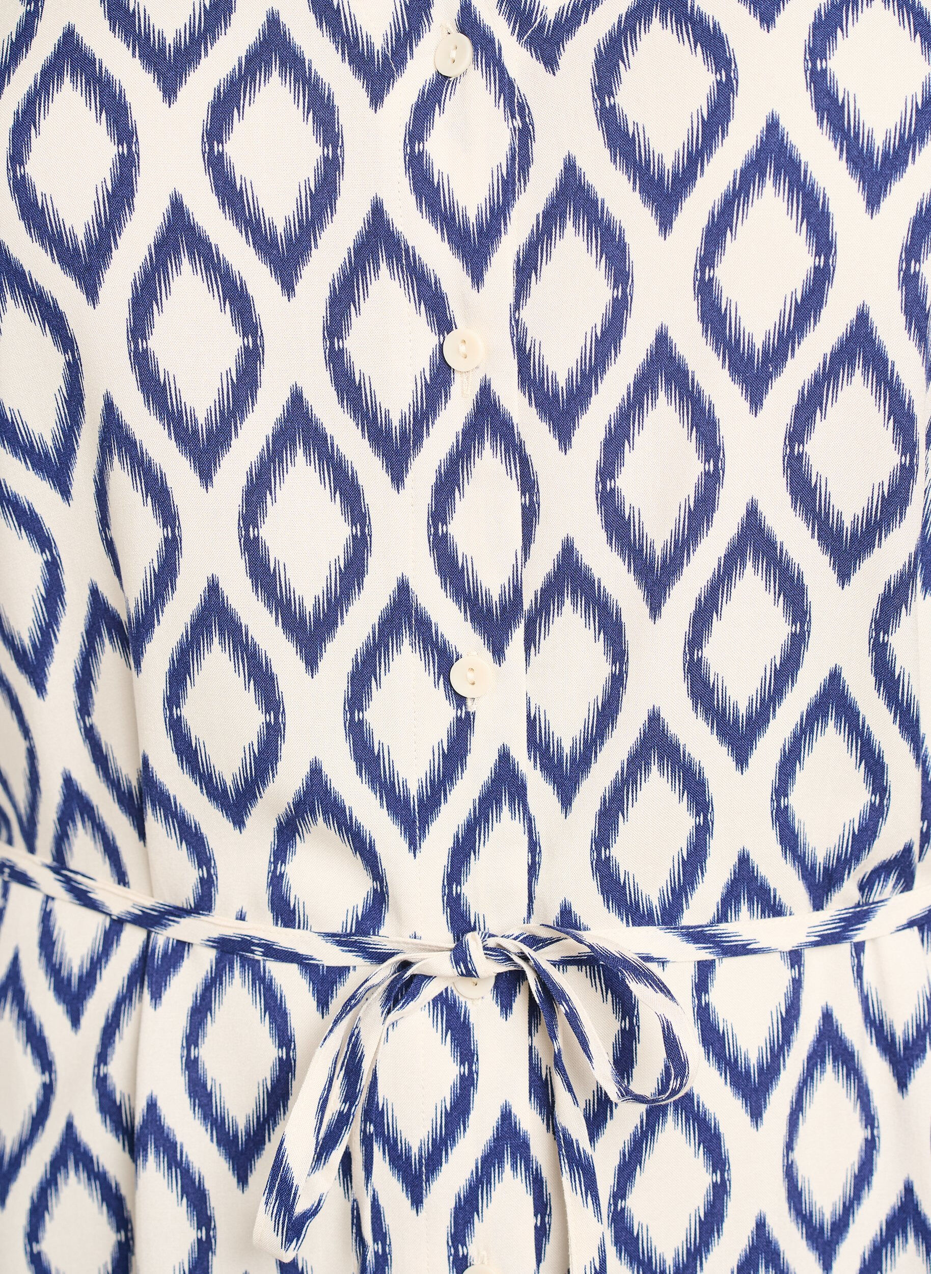 Zizzi Midijurk met print en strikceintuur, Vanille, Packshot image number 2