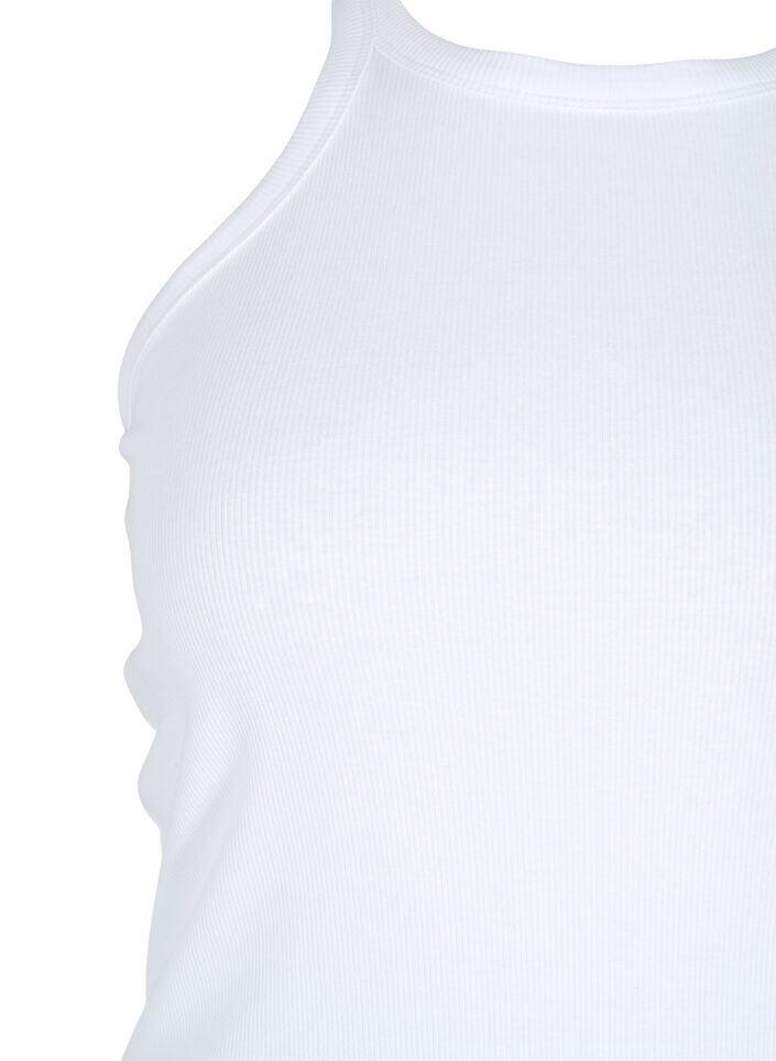 Geribde katoenen tanktop, Bright White, Packshot image number 2