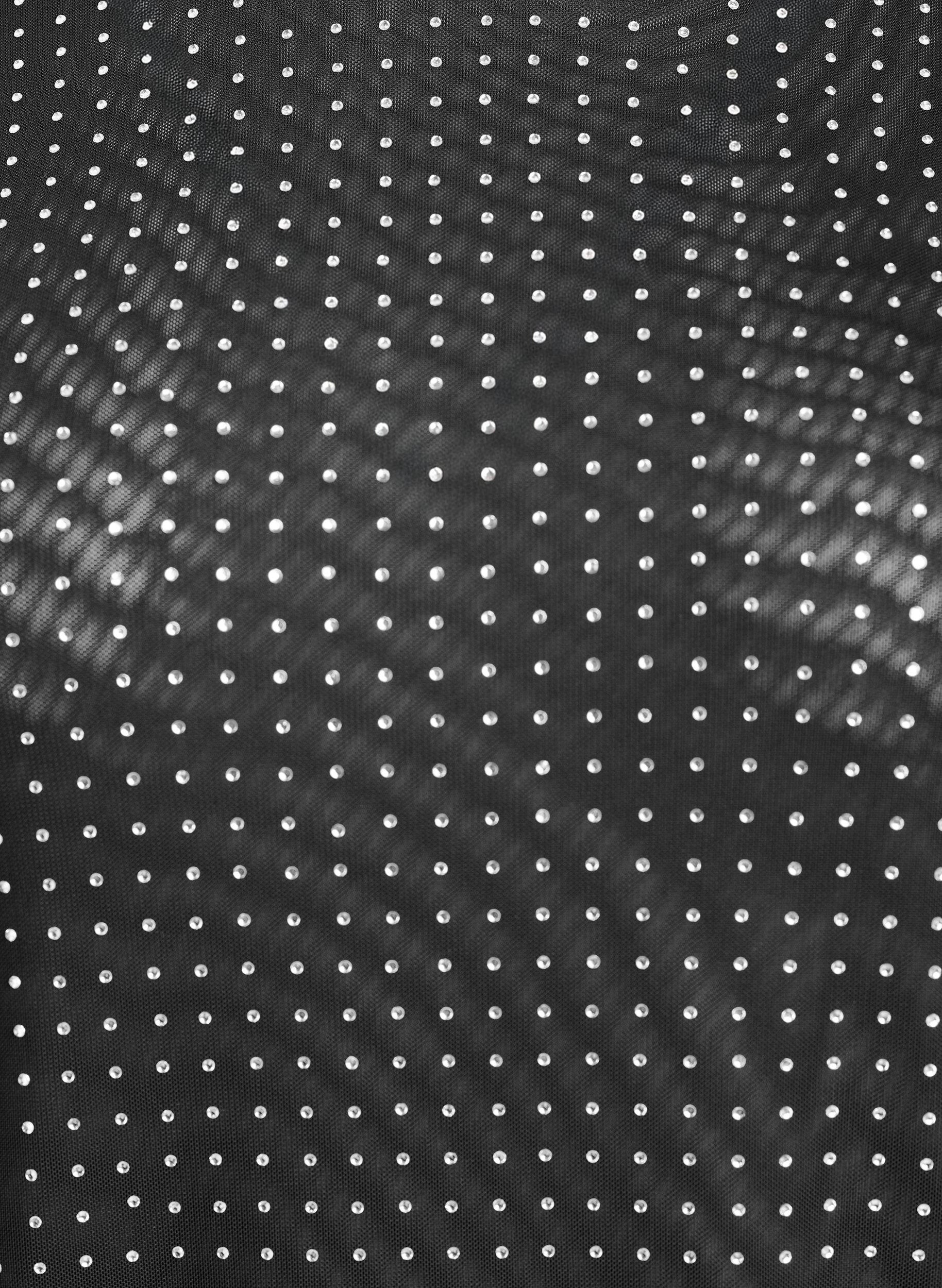 Zizzi Blouse met mesh en lange mouwen met rhinestones, Zwart, Packshot image number 2