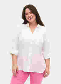 Overhemdblouse met knoopsluiting, White, Model
