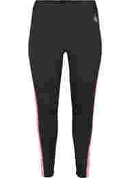 Ski legging met contrasterende streep, Black w. Sea Pink