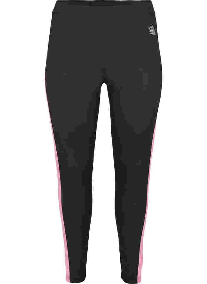 Ski legging met contrasterende streep, Black w. Sea Pink, Packshot image number 0