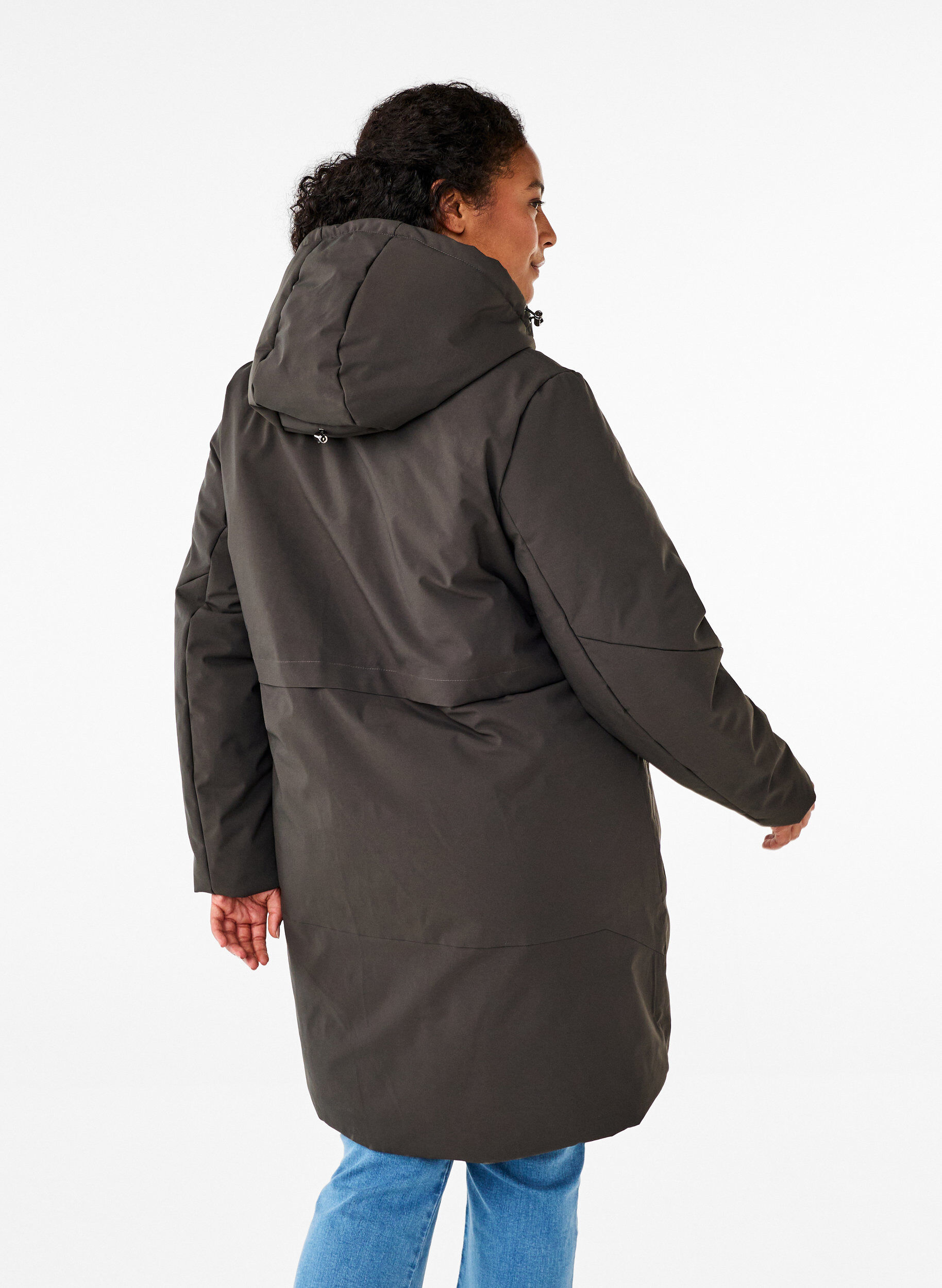 Zizzi Winterjas met verstelbare taille, Grijs, Model image number 2