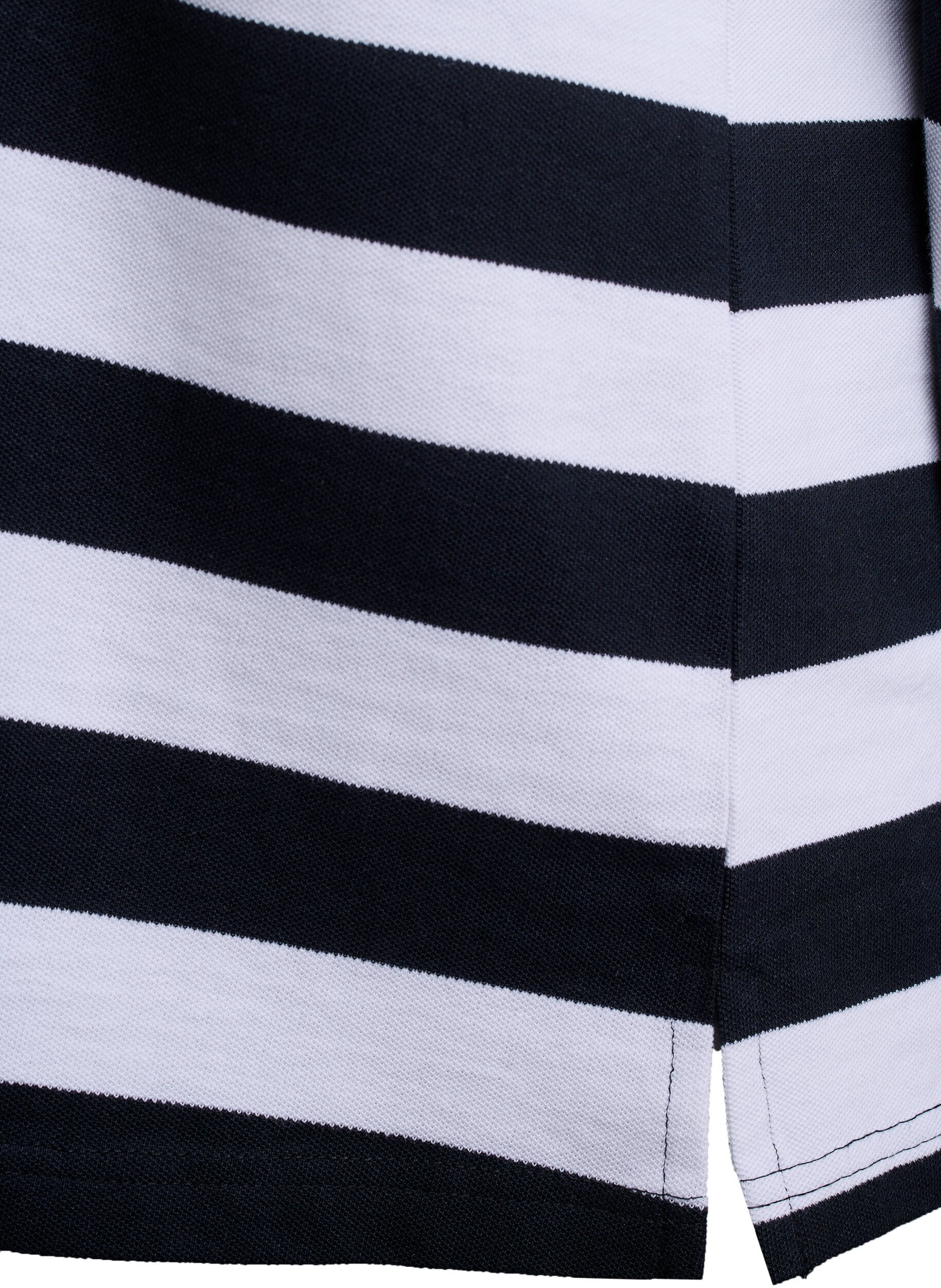 Zizzi Gestreepte polo met lange mouwen, Zwart, Packshot image number 3