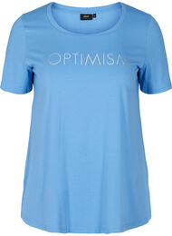 Katoenen t-shirt met korte mouwen en print, Ultramarine OPTIMISM