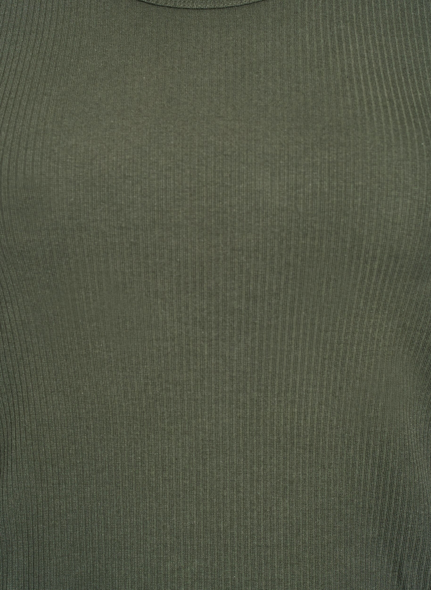 Zizzi Knie-jurk van ribgebreide jersey in T-shirt stijl, Groen, Packshot image number 2