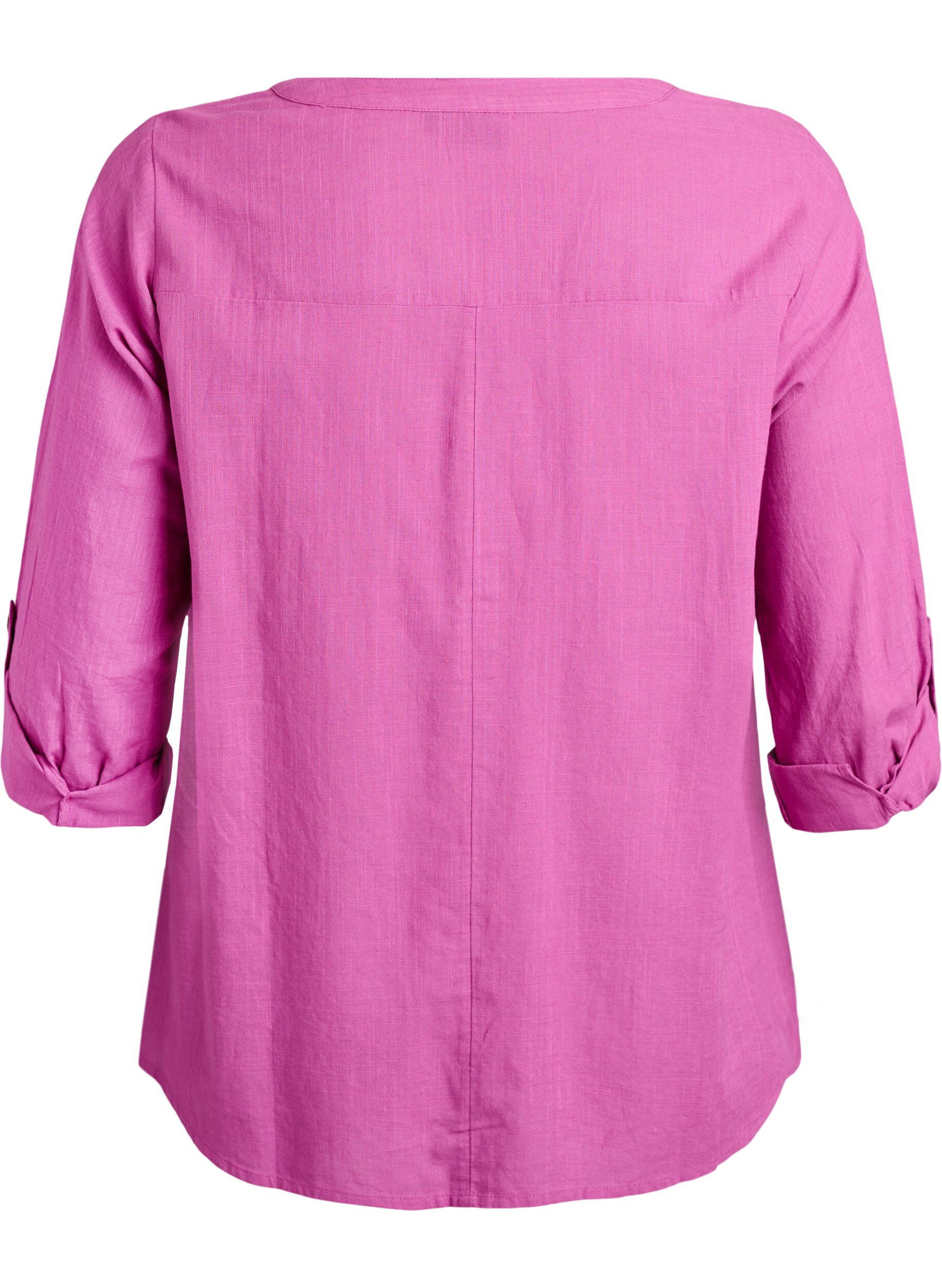 Zizzi Katoenen blouse met V-hals, Roze, Packshot image number 1