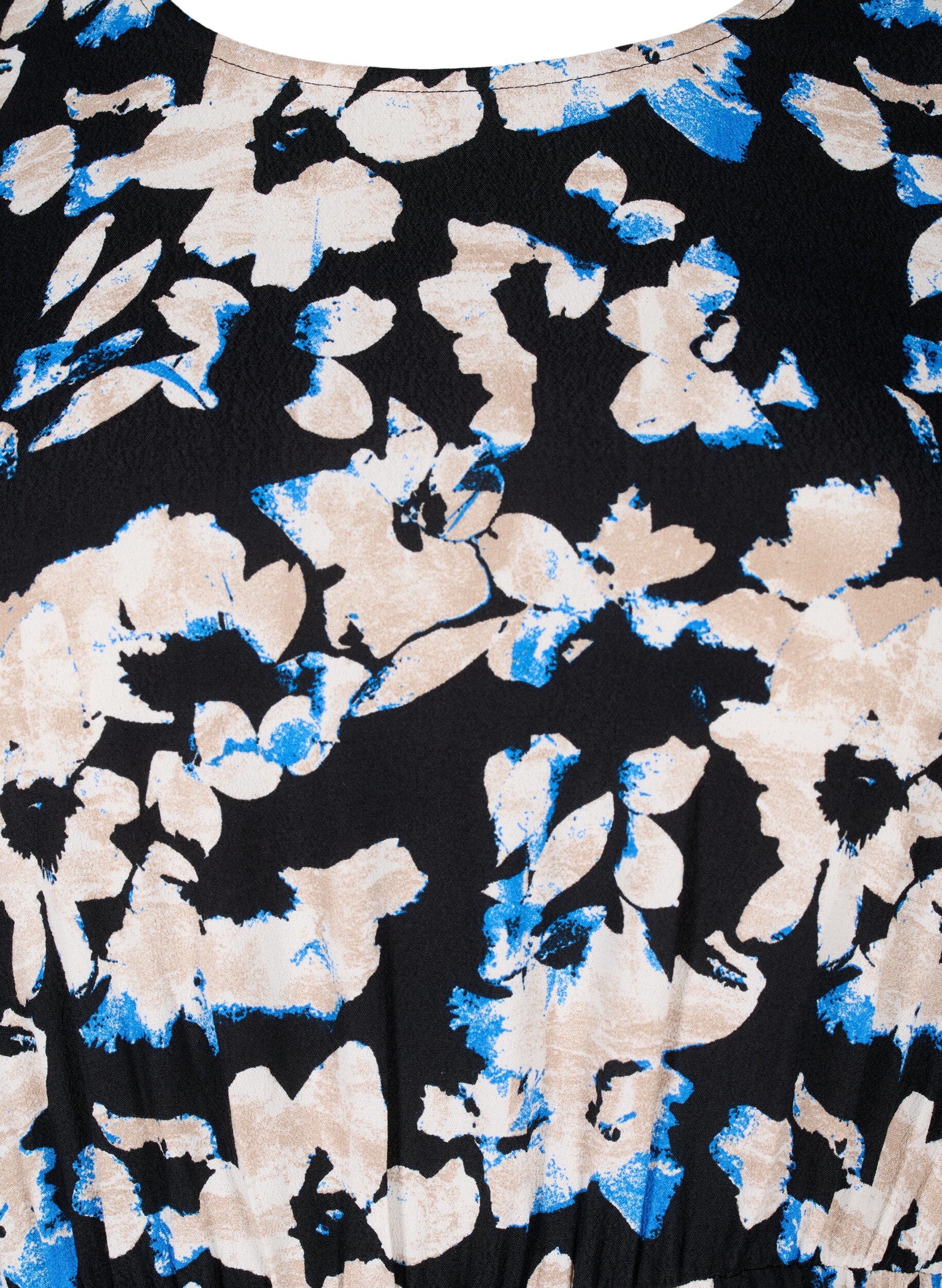 Zizzi Viscose jurk met print en lange mouwen, Zwart, Packshot image number 2