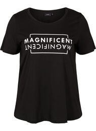Katoenen t-shirt met korte mouwen en print, Black/Magnificent
