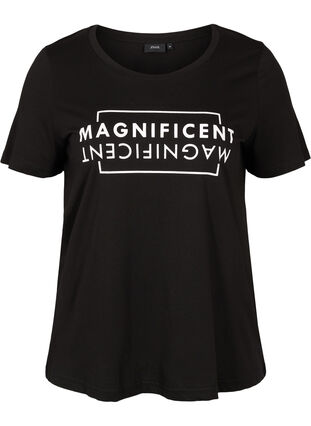 Katoenen t-shirt met korte mouwen en print, Black/Magnificent, Packshot image number 0