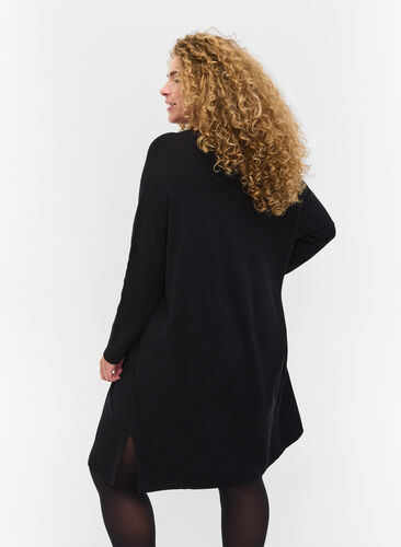 Oversized gebreide jurk van viscosemix, Black, Model image number 1