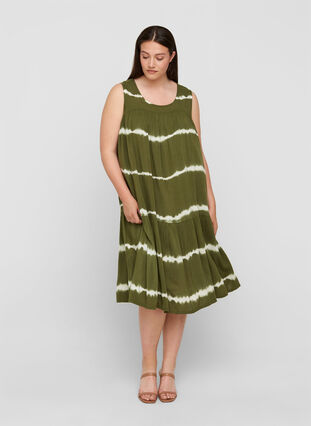 Viscose midi-jurk met print, Ivy Green Batik, Model image number 2