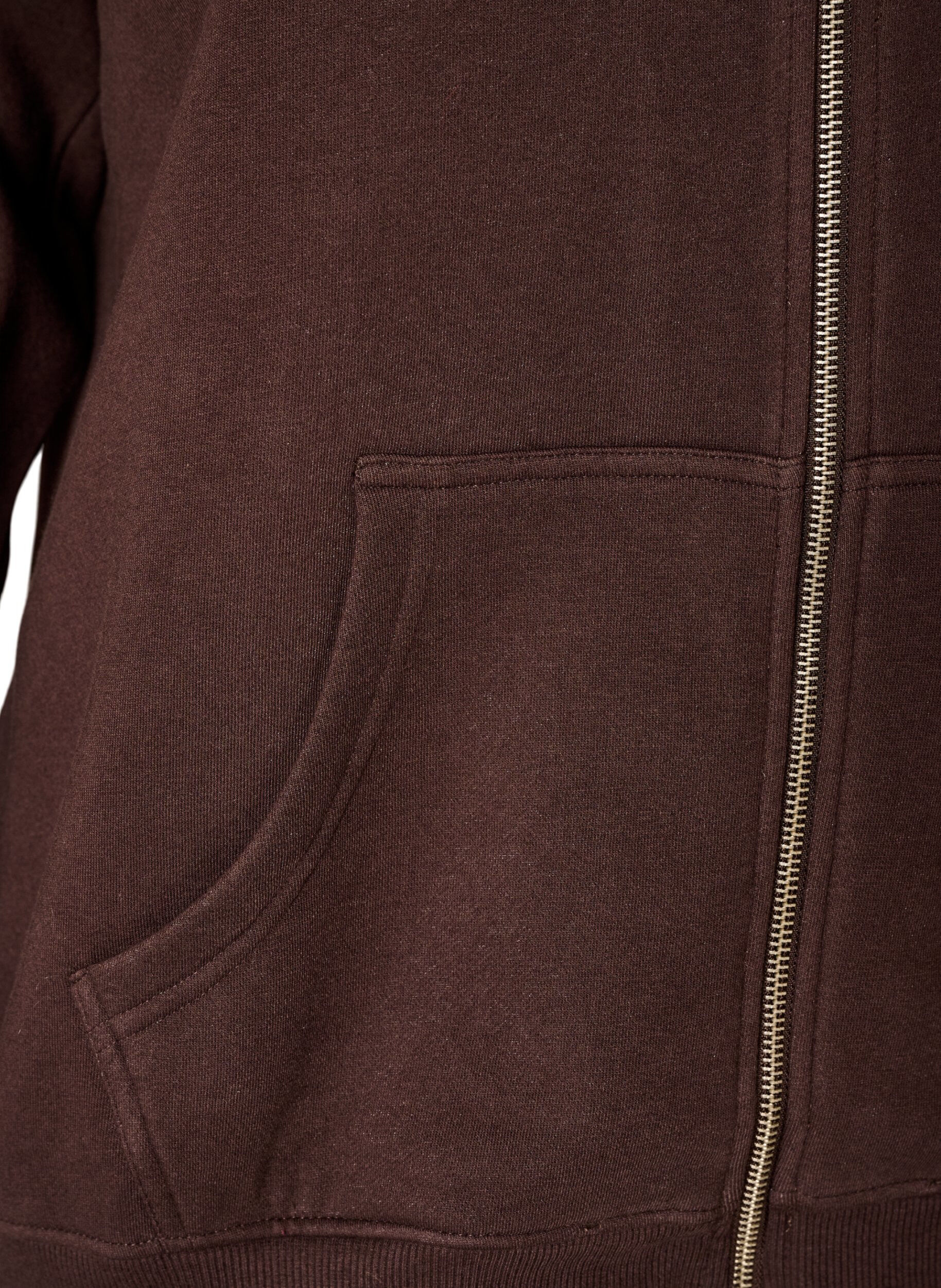 ZizziSweatvest met hoge kraag en rits, Bruin, Packshot image number 3