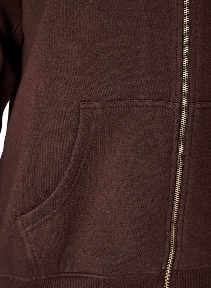 Sweatvest met hoge kraag en rits, Bruin, Packshot image number 3