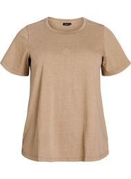 T-shirt in biologische katoen met een gewassen look, Beige