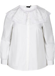 Katoenen blouse met grote kraag, Bright White