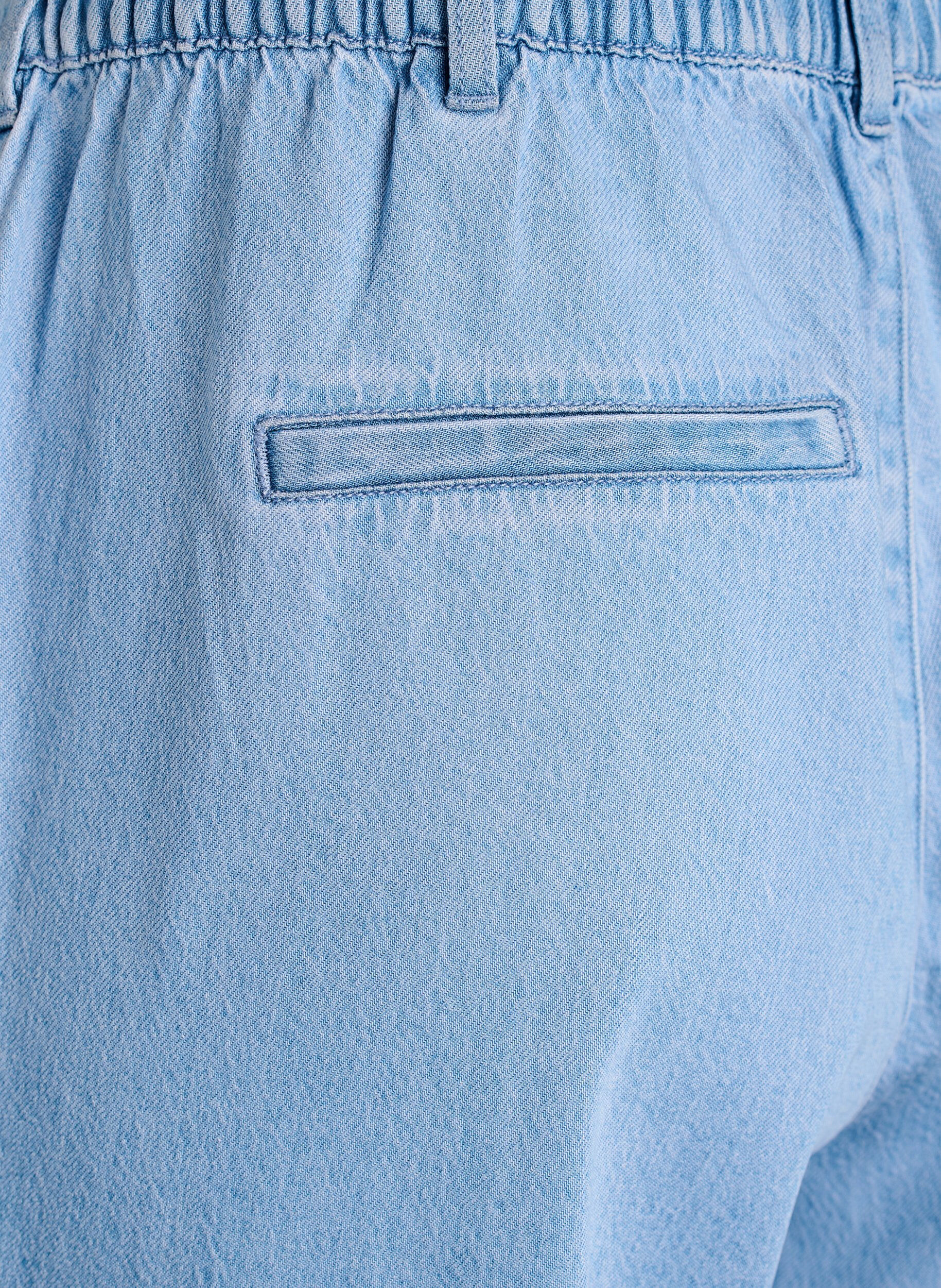 Zizzi Brede jeans met een elastische tailleband, Blauw, Packshot image number 3