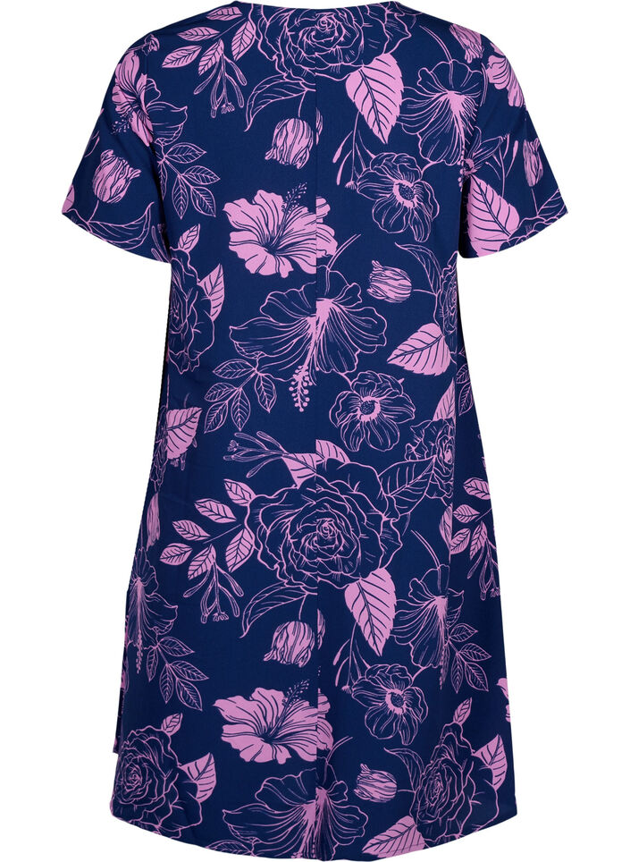 FLASH - V-hals jurk met bloemenprint, Medieval Blue Flower, Packshot image number 1