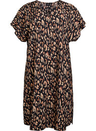 Jurk met V-hals van viscose, Zwart