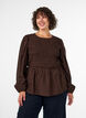 Blouse met smock en lange mouwen, Bruin, Model image number 0