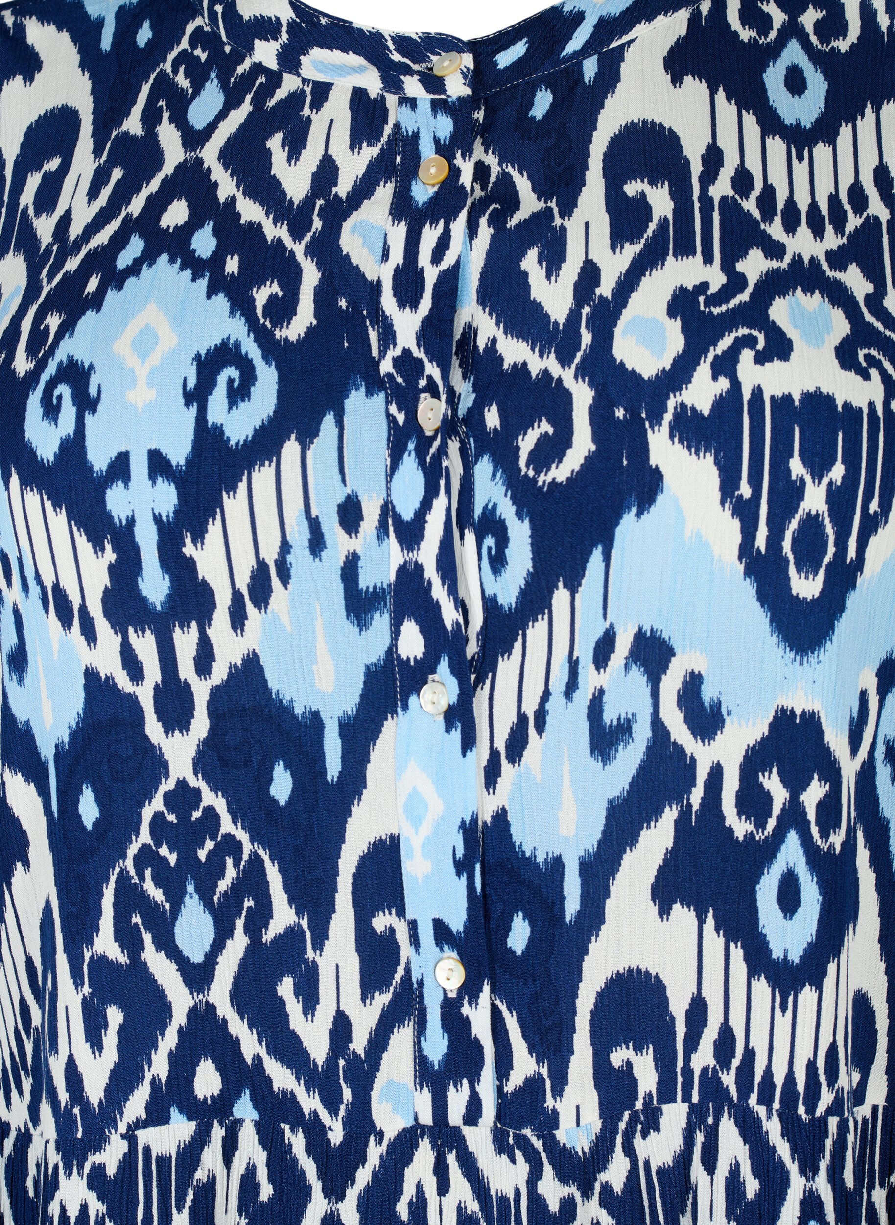 Zizzi Viscose jurk met korte mouwen en print, Blue Ethnic AOP, Packshot image number 2