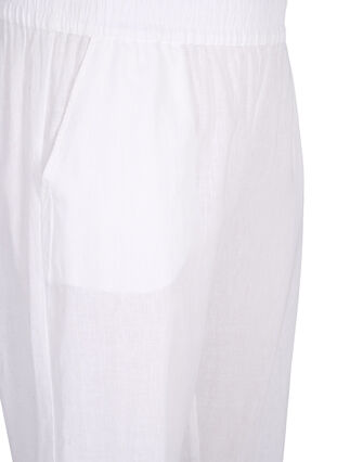 Effen katoenen broek met linnen, Bright White, Packshot image number 2