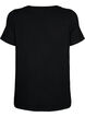 Geribd viscose t-shirt met v-hals, Black, Packshot image number 1