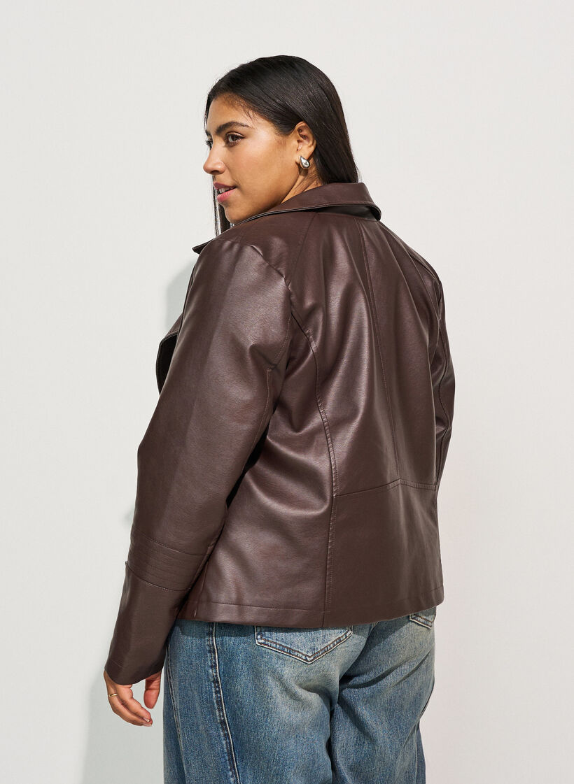 Bikerjack in imitatieleer, Bruin, Model image number 2