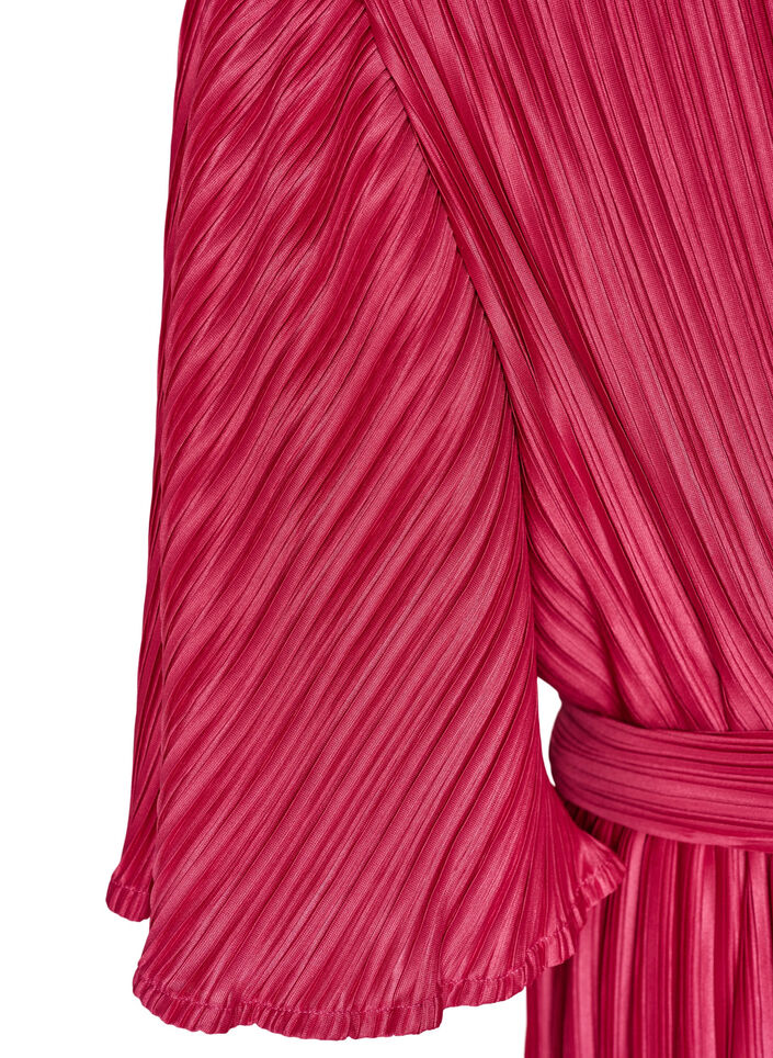 Geplooide midi-jurk met vleermuismouwen, Roze, Packshot image number 3