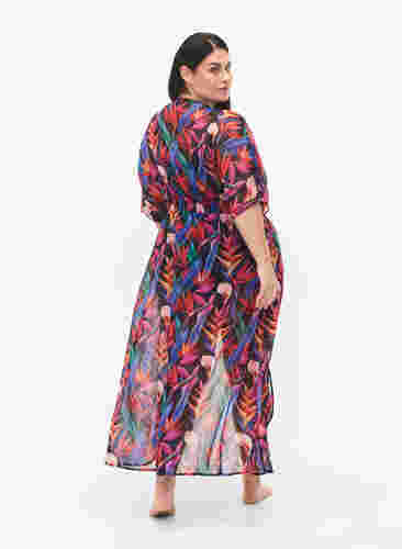 Strand kimono met opdruk, Bright Leaf, Model image number 1