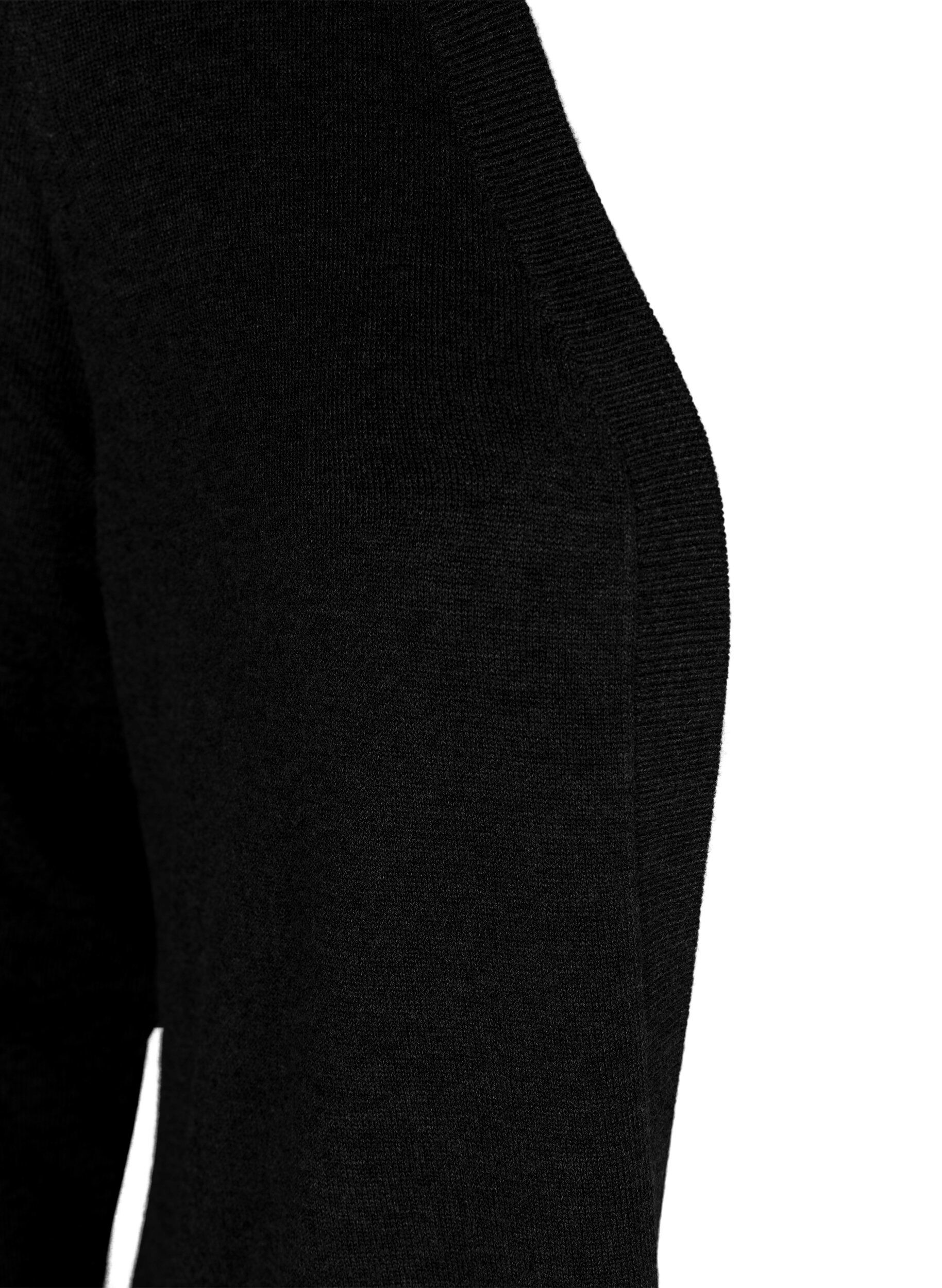ZizziLang gebreid vest in viscosemix, Zwart, Packshot image number 2