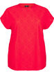 Blouse met korte mouwen en bloemenborduursel, Flame Scarlet, Packshot image number 0