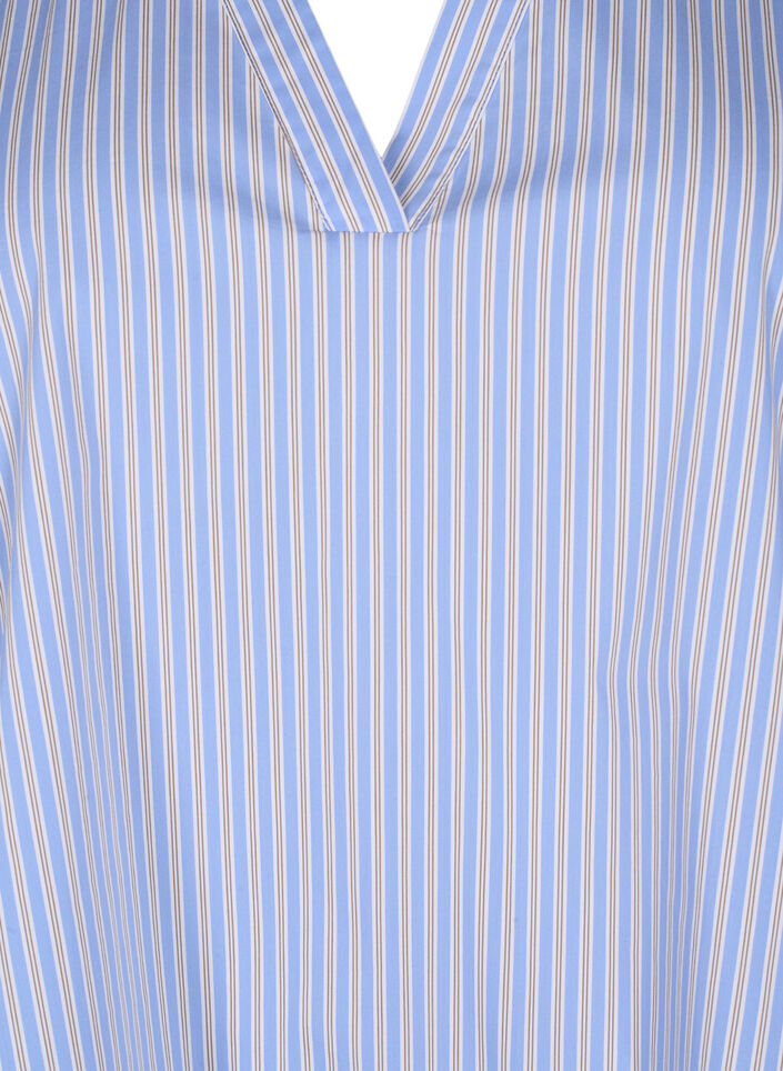 Gestreepte blouse met peplum en ruches, Blue Stripe, Packshot image number 2