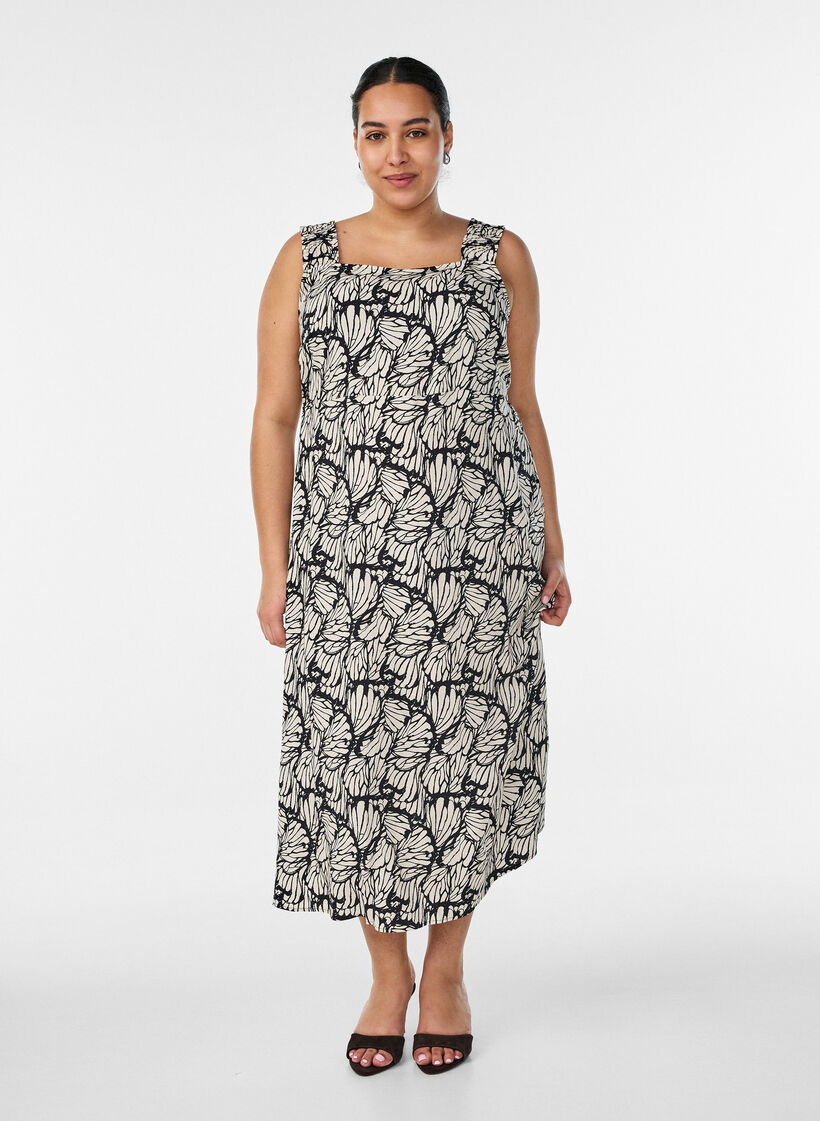 Zomerjurk met brede bandjes, Zwart, Model image number 0