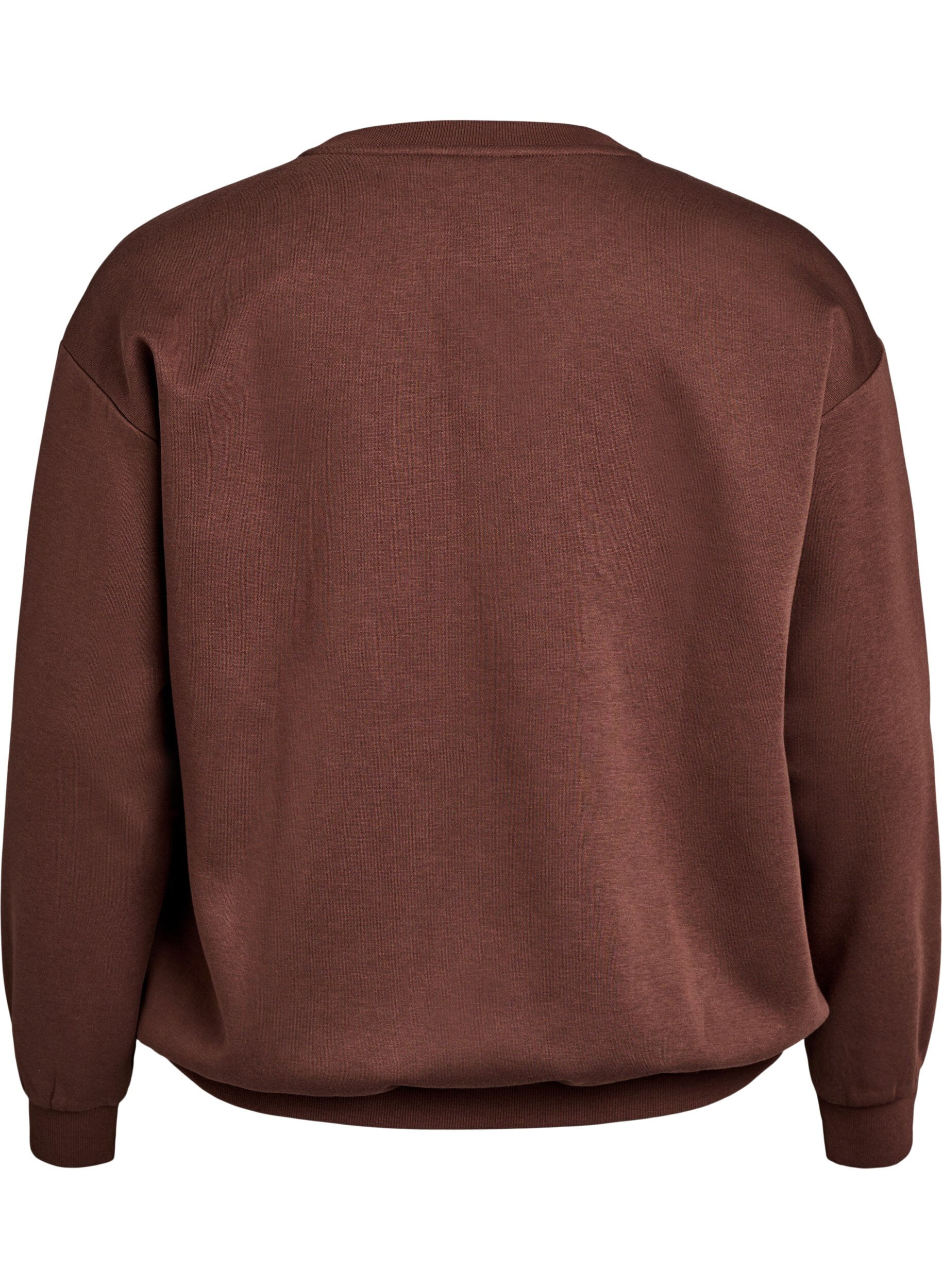 Zizzi Sweatshirt met geborduurde tekst, Bruin, Packshot image number 1