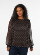 Chiffon blouse met stippen en doorschijnende mouwen, Bruin, Model image number 0