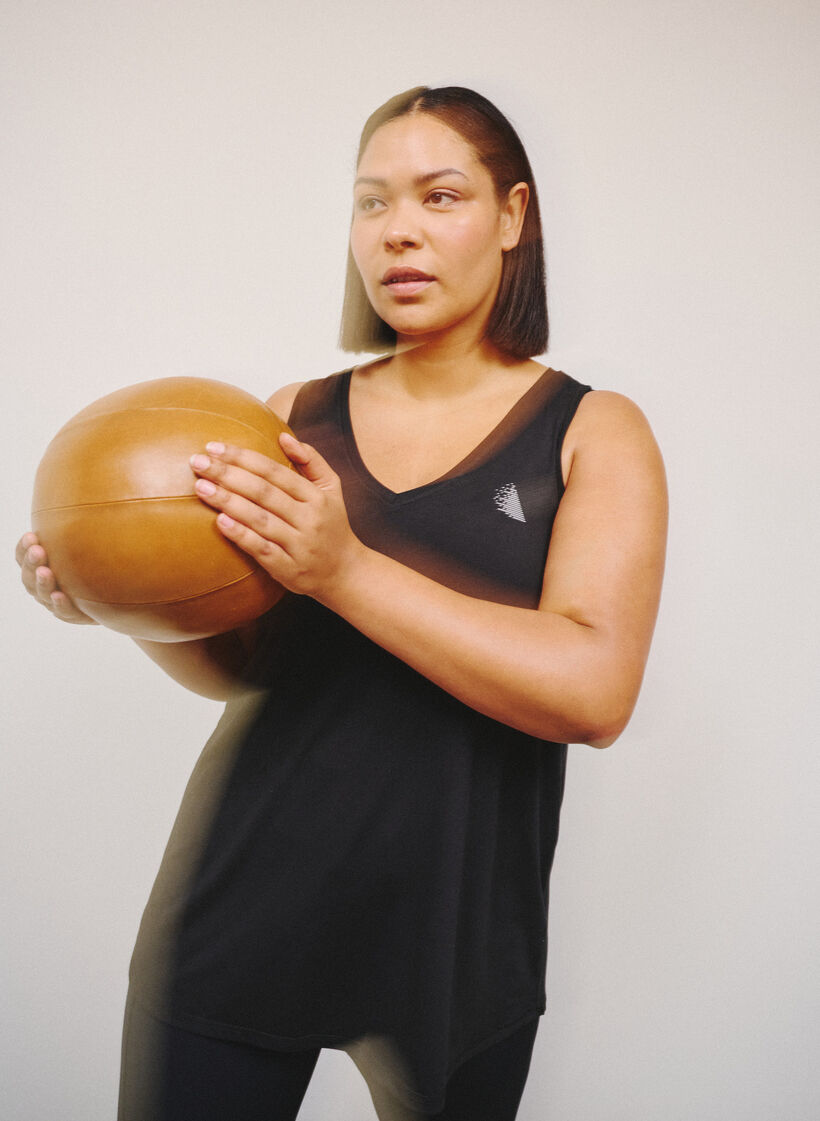 Sporttop met V-hals, Zwart, Image image number 0