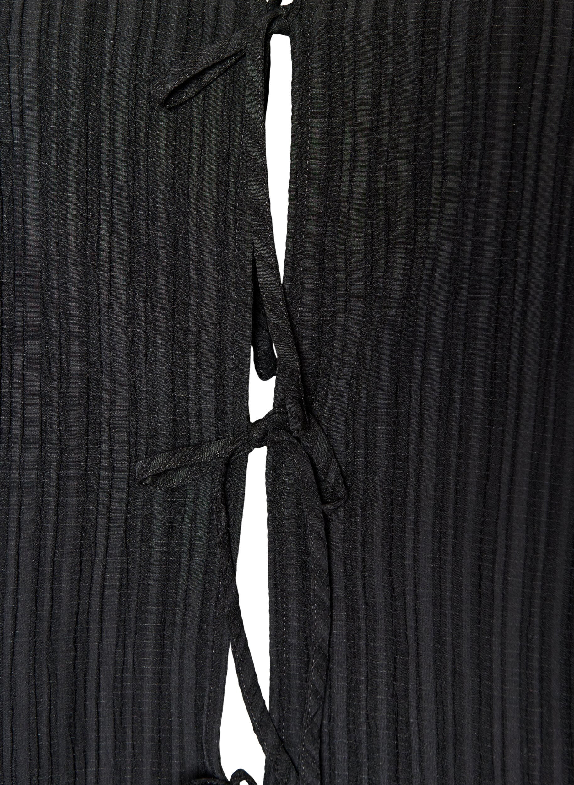 ZizziMouwloze blouse met textuur en een striksluiting, Zwart, Packshot image number 2